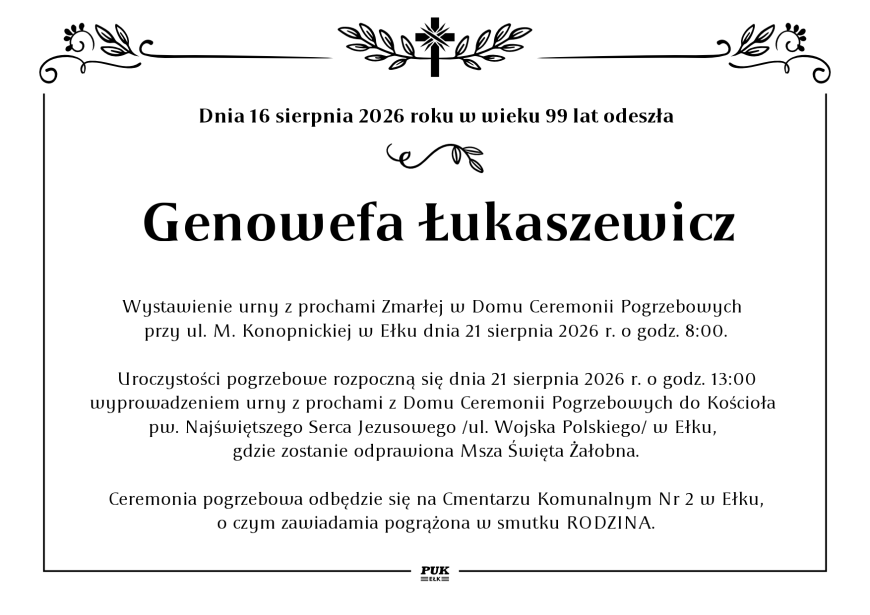 Genowefa Łukaszewicz - nekrolog
